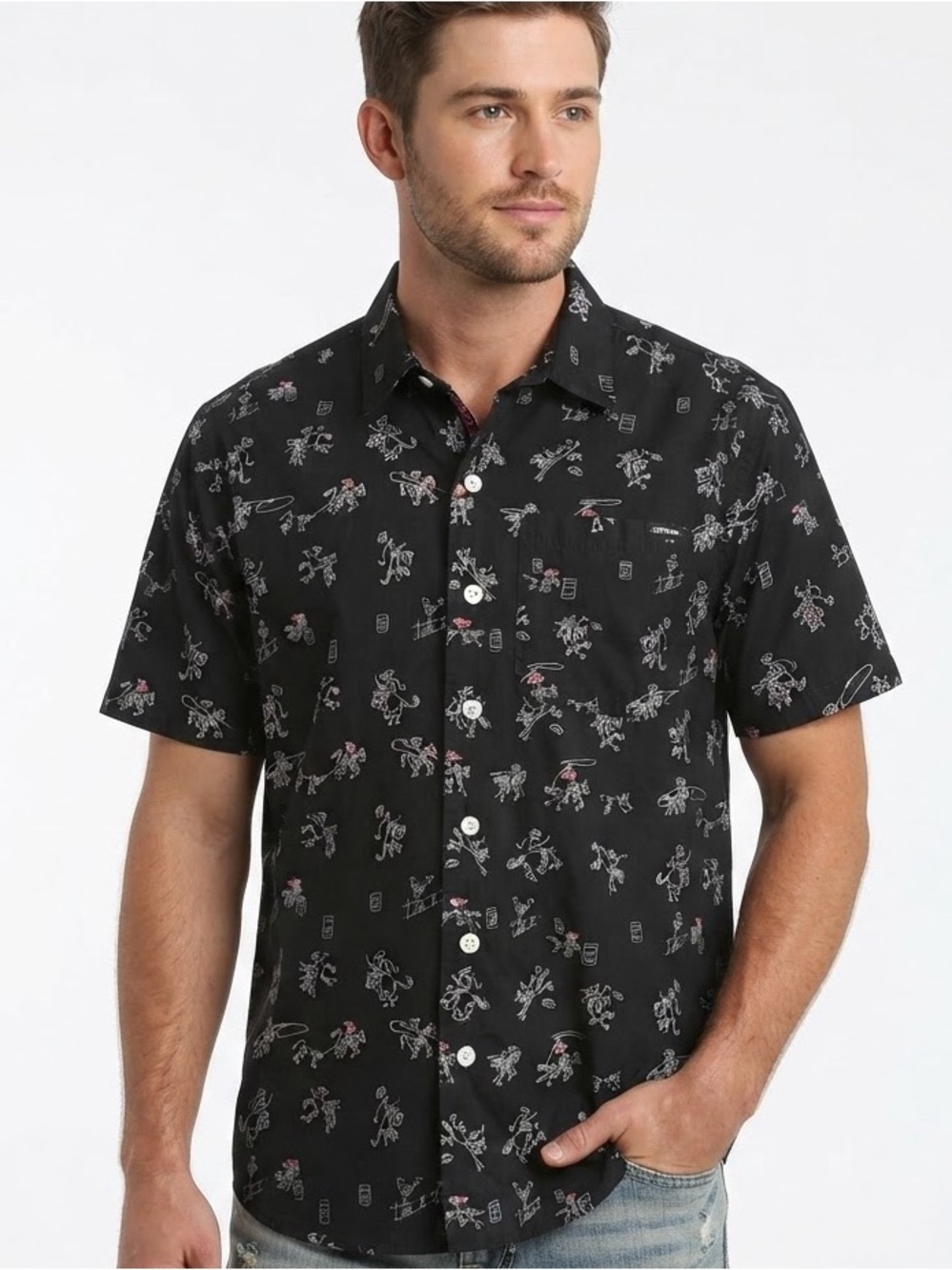 Cinch Classic Cowboy Collection Men's Small Short Sleeve Button Up Shirt Black